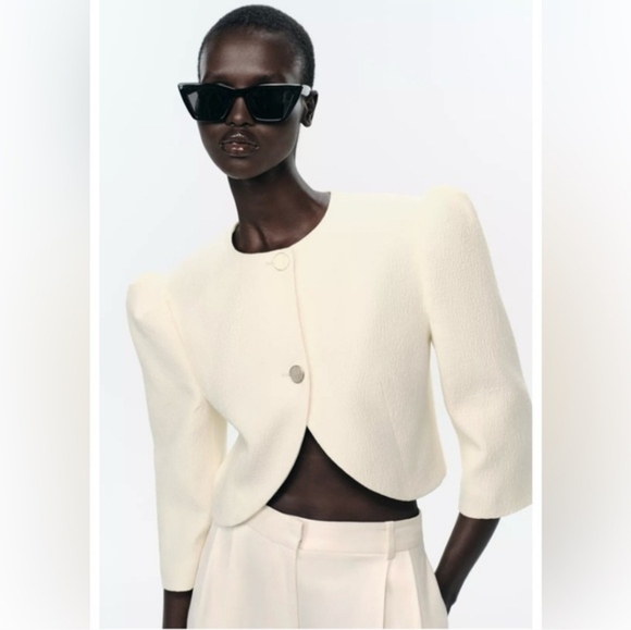 Zara Cropped Puff Sleeves Blazer Size XS - Picture 9 of 17